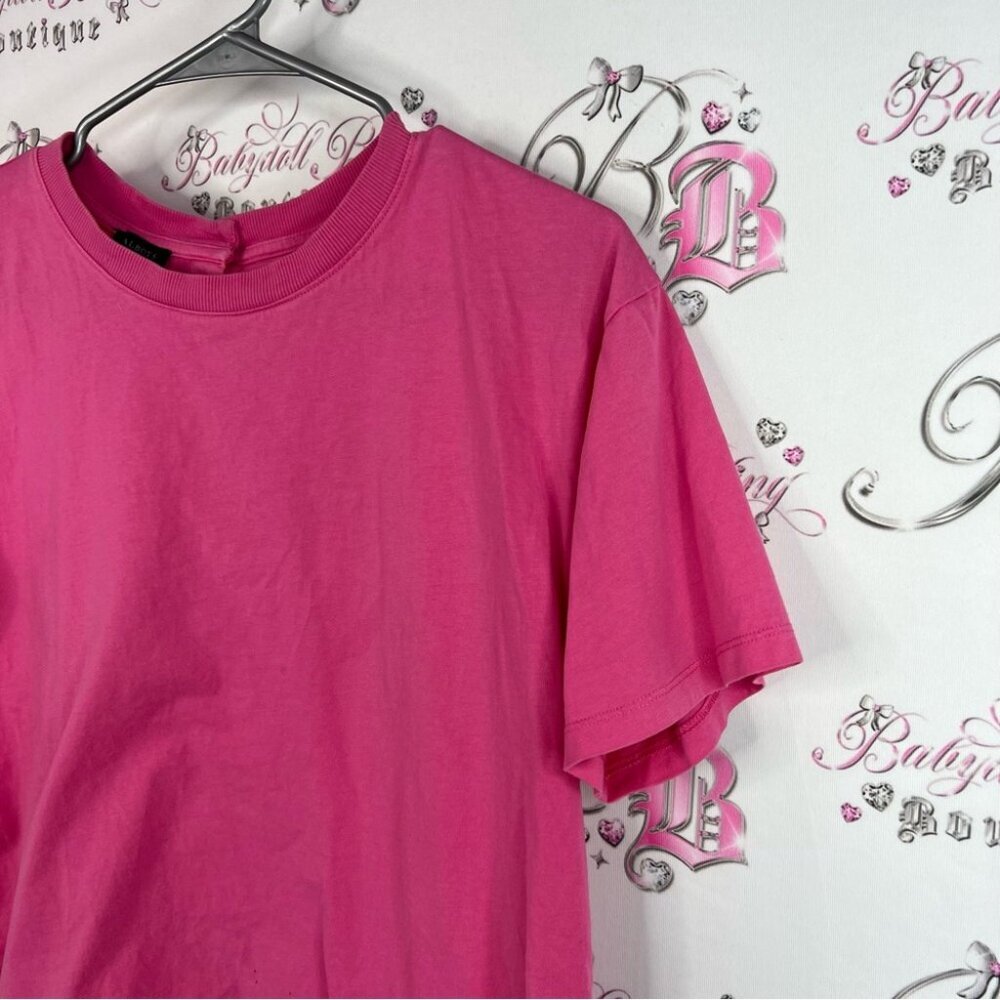 Talbots tee tshirt top bright slits on side Pink button detail Shirt - Picture 3 of 12